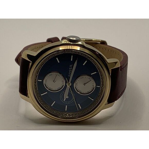 Fossil ES3834 Women's Brown Leather Analog Blue Dial Quartz Wrist Watch RU84 - Picture 6 of 11